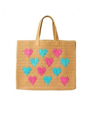NEW BTB LOS ANGELES women's heart tote in brown multi